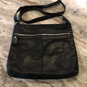 Margot Black Leather Crossbody Bag with Silver Accents